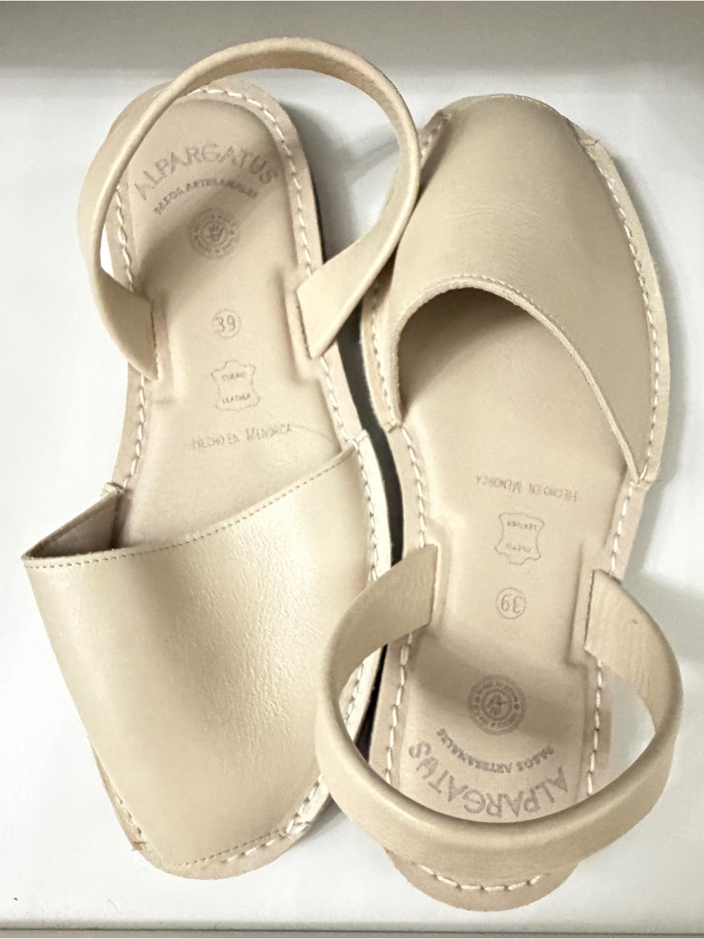 Women's Cream Leather Slingback Sandals